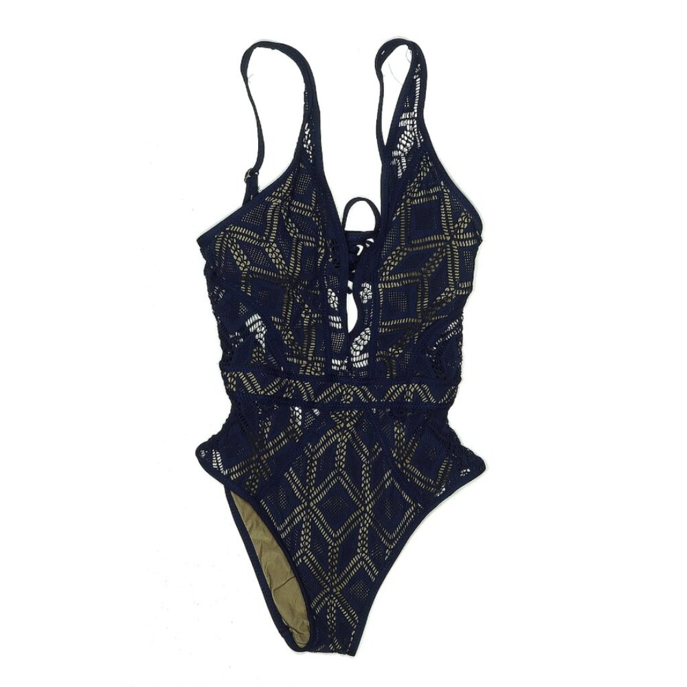 Becca by Rebecca Virtue Color Play Crochet Plunge One-Piece
